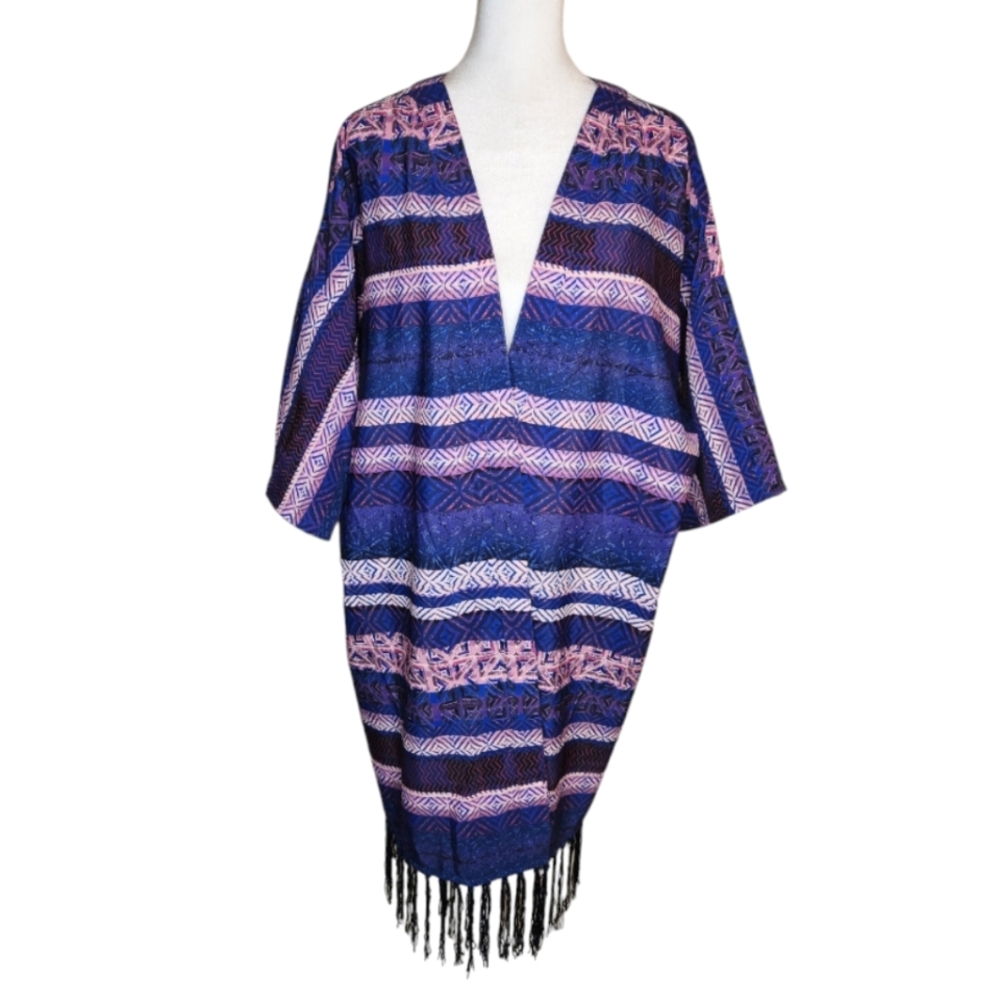 NEW Swimsuits For All Kimono Coverup Fringe Trim Size 14/16